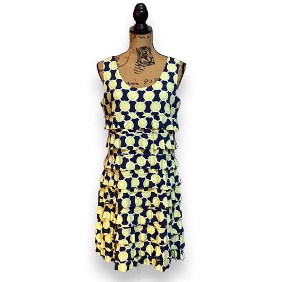 LuluB Dresses Lulu B Dress Navy And Lime Green Super Comfortable